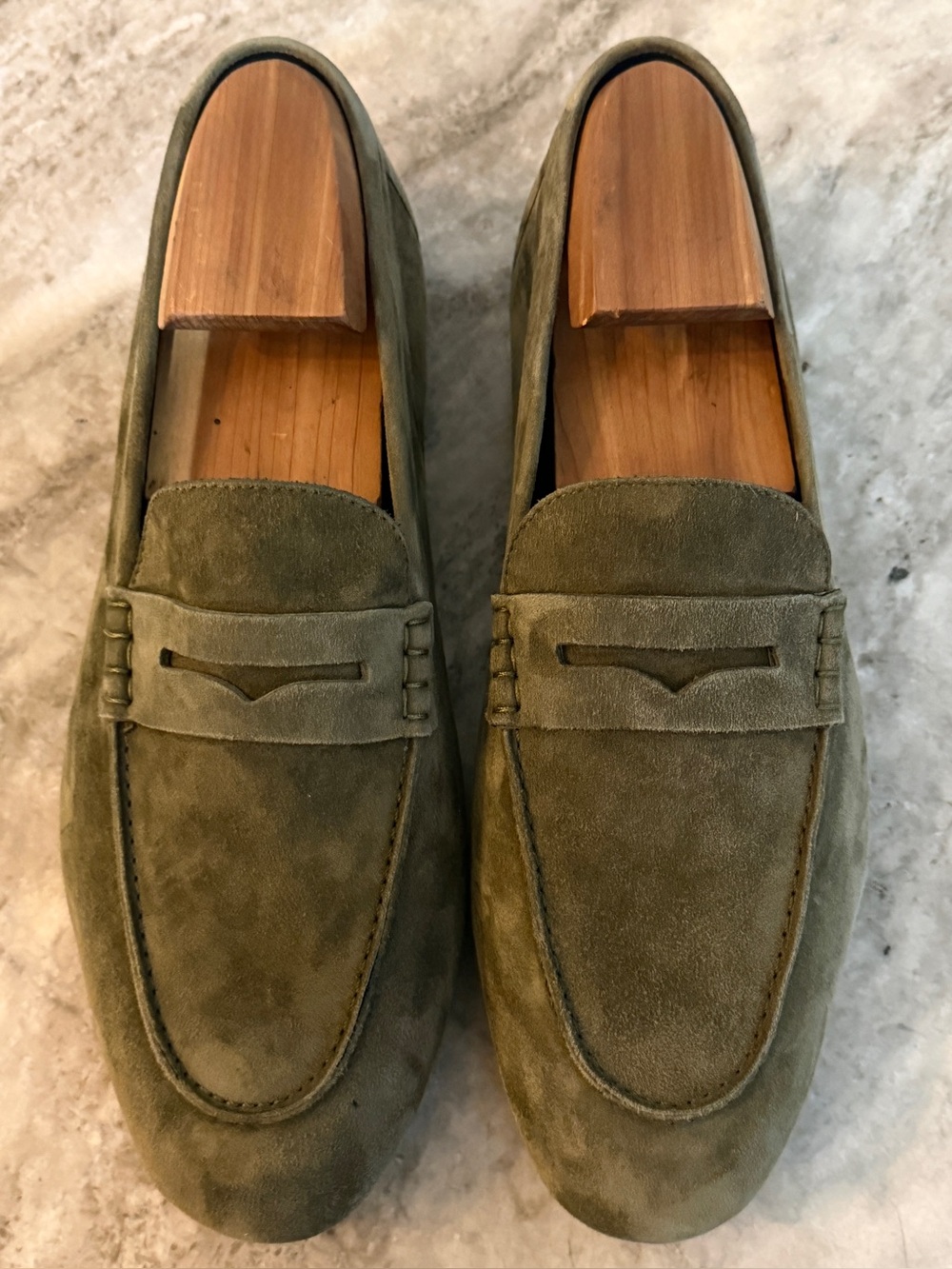 GIORGIO ARMANI Suede Drivers Loafer Sz 8 US Green Italy Slipper Moccasins $795